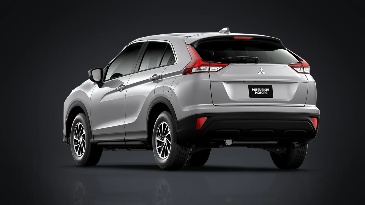 Silver Mitsubishi Eclipse Cross rear three-quarter view